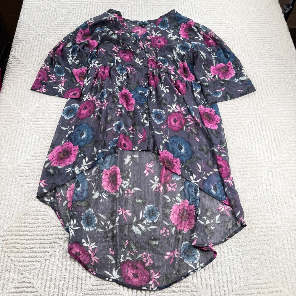 Torrid Floral High Low Tunic Women's 3 Boho Romantic Whimsigoth Ethereal Dark